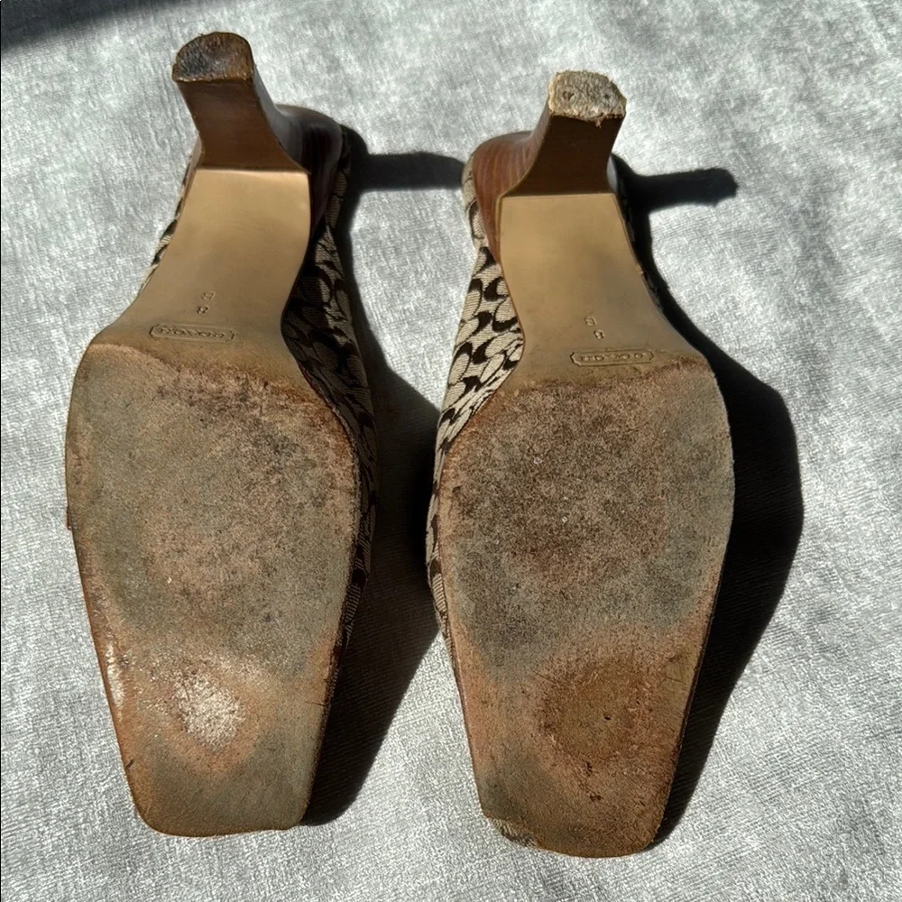 Coach Brown Signature Mules with Rounded Toe (8)
